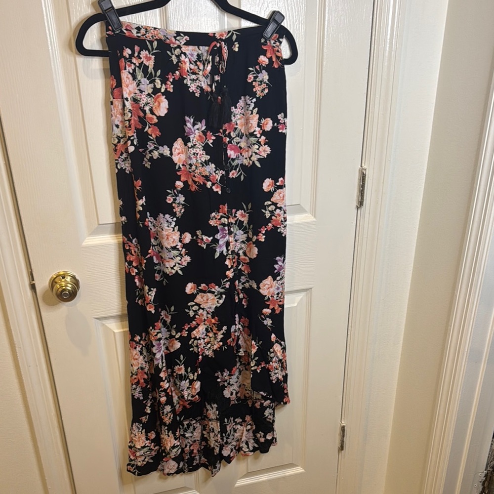 Xhilaration Pink and Black Asymmetrical Maxi Skirt